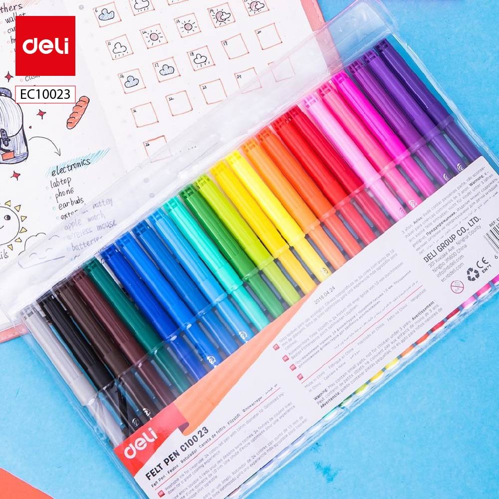 ديلي قلم تلوين فلوماستر طويل - رأس 1.0 مم - 24 لون EC10023